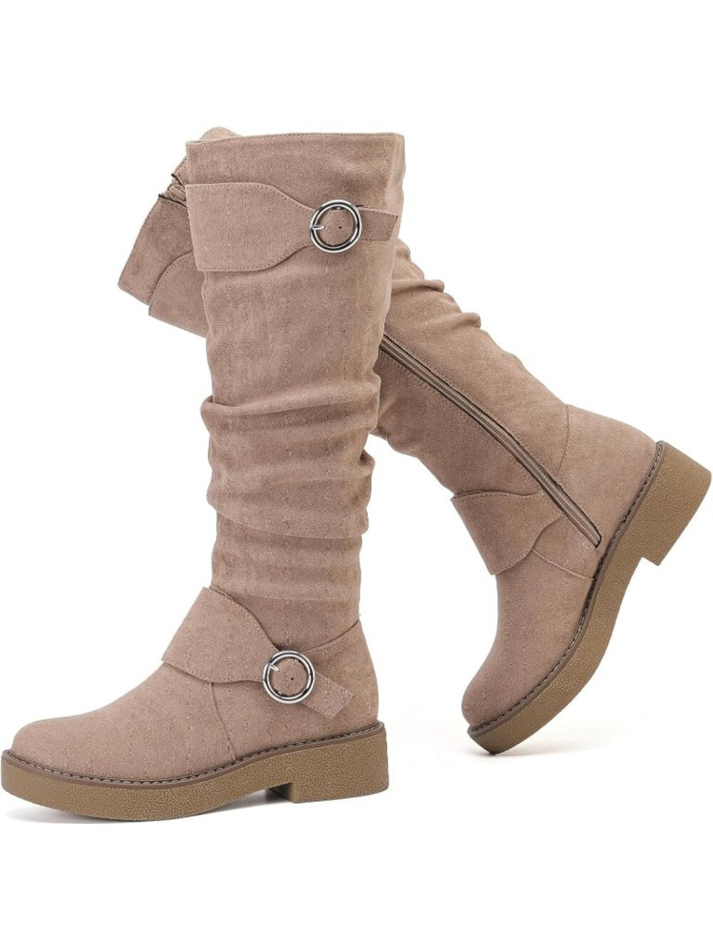 Women's Knee High Boots Fall Beige Mf Fashion Boot Platform Slouchy Versatile